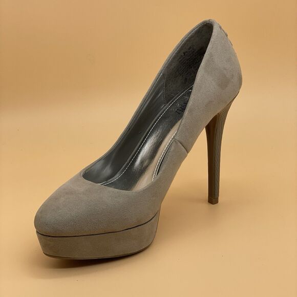 Jennifer Lopez Lucille Platform Pumps Women's 7.5M Grey Faux Suede Stiletto Heel - Picture 1 of 16